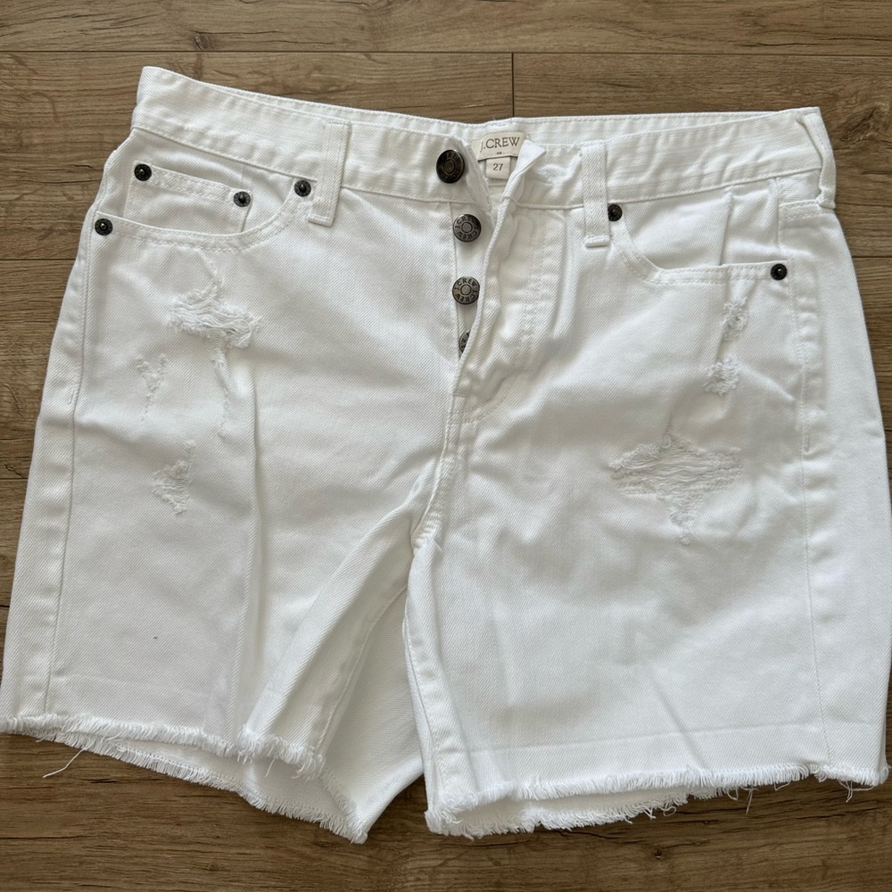 J. Crew White Jean Shorts High Rise